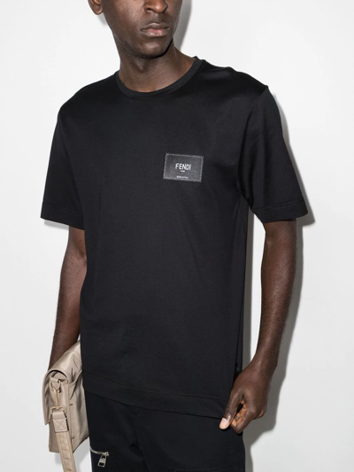 Shop Fendi Logo-patch Short-sleeve T-shirt In Black