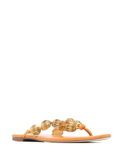 Tory Burch Bead-detail Open-toe Sandals In Orange