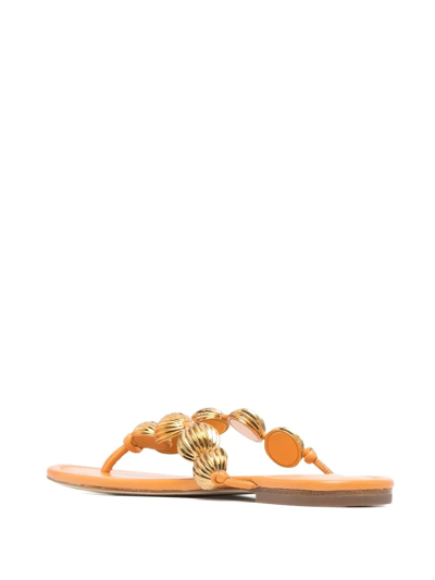 Tory Burch Bead-detail Open-toe Sandals In Orange