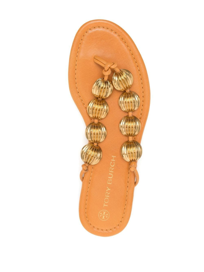 Tory Burch Bead-detail Open-toe Sandals In Orange