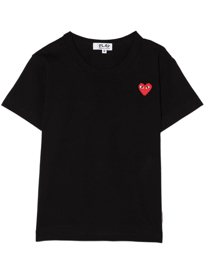 Shop Comme Des Garçons Play Appliqué-heart Cotton T-shirt In Black