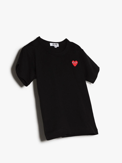 Shop Comme Des Garçons Play Appliqué-heart Cotton T-shirt In Black