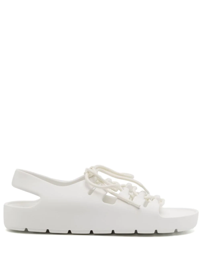 Shop Bottega Veneta Lace-detail Open-toe Sandals In White