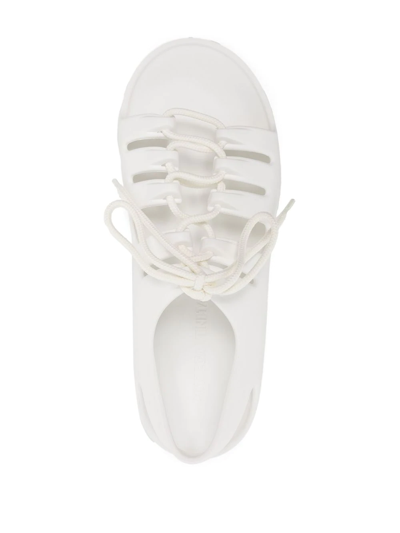 Shop Bottega Veneta Lace-detail Open-toe Sandals In White