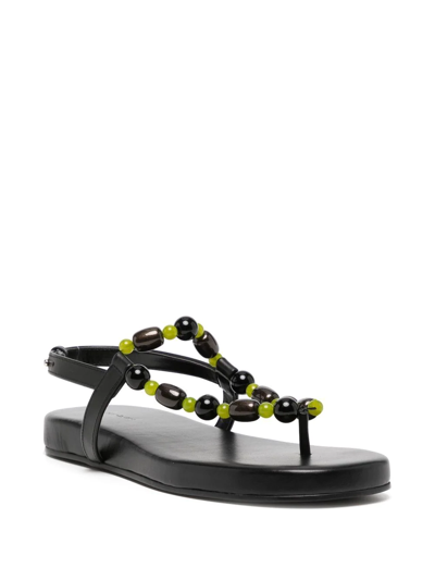 Shop Low Classic Bead-detail Open-toe Sandals In Black