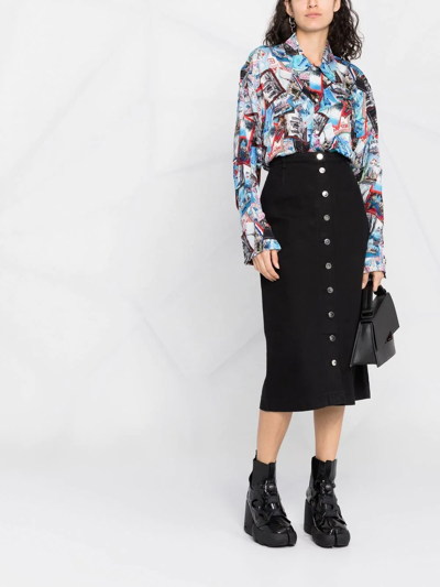 Shop Raf Simons Button-down Midi Skirt In Black