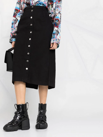 Shop Raf Simons Button-down Midi Skirt In Black