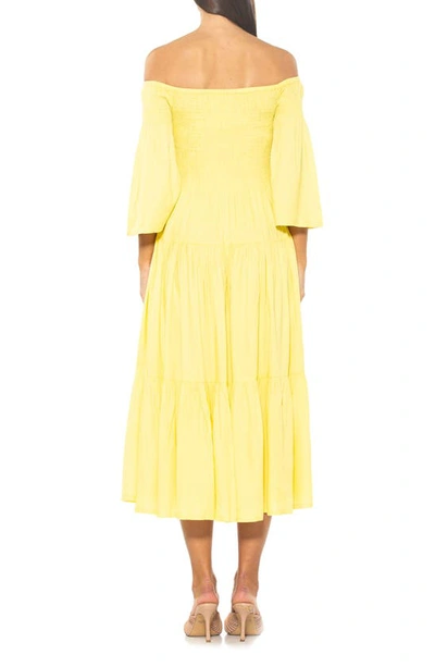 Shop Alexia Admor Amabella Smocked Off-the-shoulder Maxi Dress In Yellow