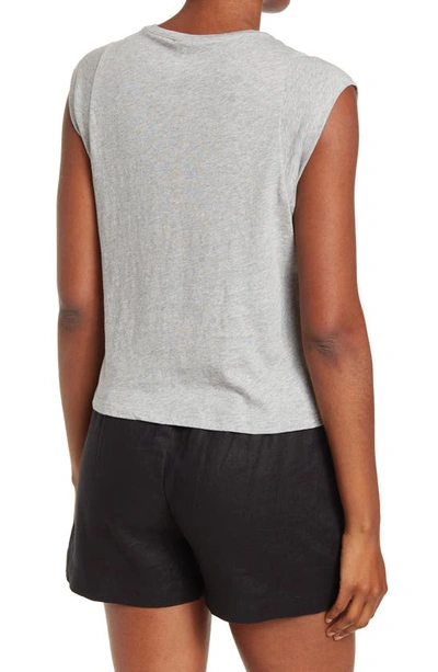 T Tahari Cap Sleeve Pima Cotton T-shirt In Grey Heather