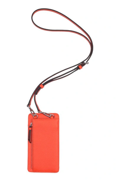 Shop Calvin Klein Saffiano Phone Crossbody Bag In Fiery Oran