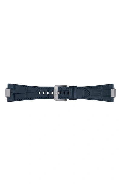 Shop Tissot Prx Leather Strap Watch, 40mm In Blue