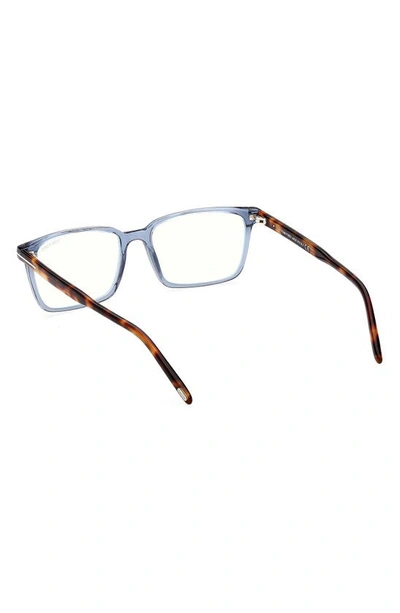 Tom Ford 55mm Rectangular Blue Light Blocking Glasses In Shiny Blue