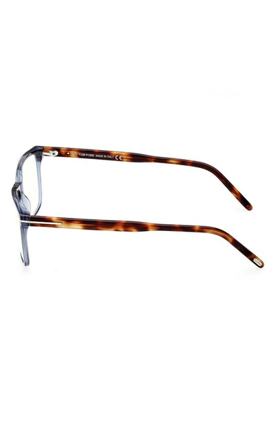 Tom Ford 55mm Rectangular Blue Light Blocking Glasses In Shiny Blue