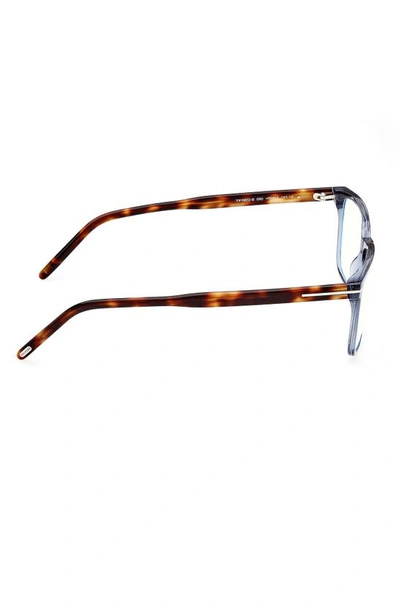 Tom Ford 55mm Rectangular Blue Light Blocking Glasses In Shiny Blue