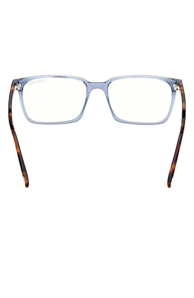Tom Ford 55mm Rectangular Blue Light Blocking Glasses In Shiny Blue