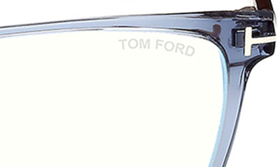 Shop Tom Ford 55mm Rectangular Blue Light Blocking Glasses In Shiny Blue