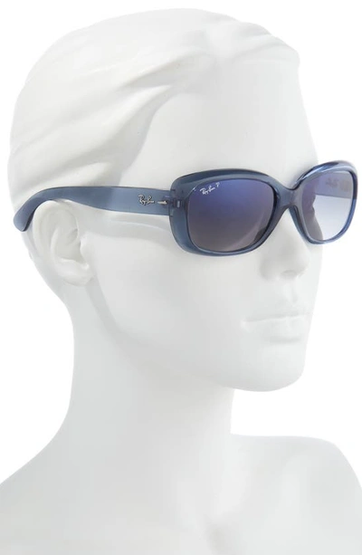 Shop Ray Ban Jackie Ohh 58mm Polarized Sunglasses In Transparent Blue / Blue Polar