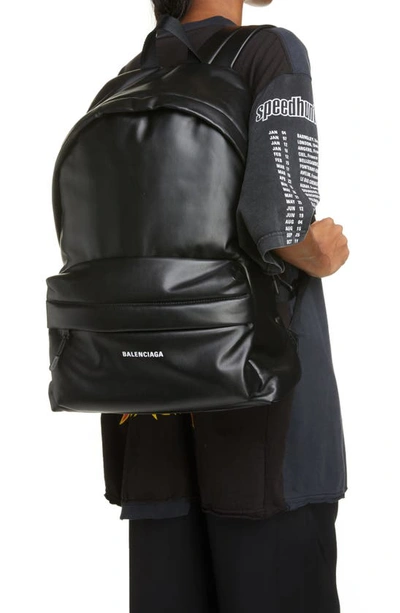 Shop Balenciaga Puffy Leather Backpack In Black