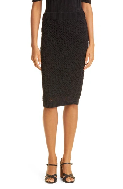 Shop Donna Karan Pointelle Lace Pencil Skirt In Black