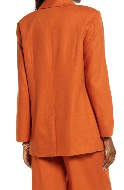 Open Edit Oversize Linen Blend Blazer In Rust Umber