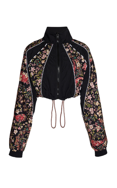 Shop Etro Women's Printed Cropped Bomber Jacket In Black
