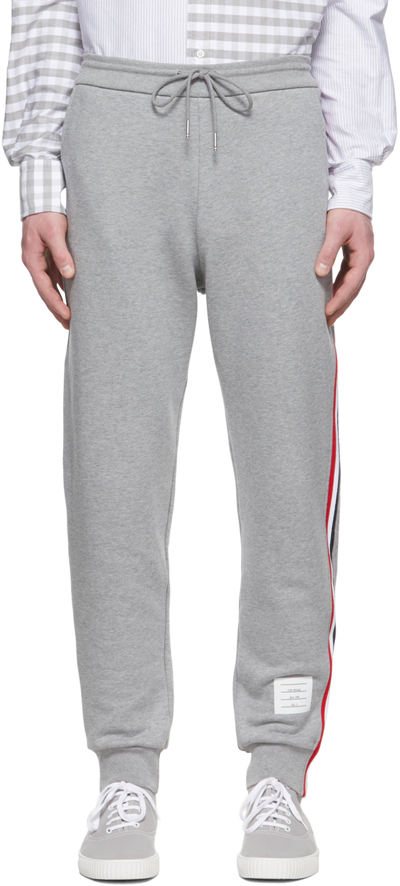 Thom Browne Tri-colour Side Stripe Track Pants In 55 Light Grey