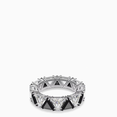 Shop Swarovski Black And White Crystal Millenia Ring In Multicolor