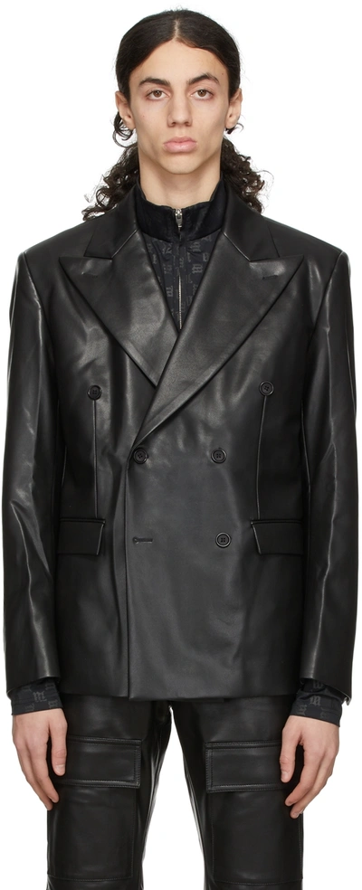 Shop Misbhv Black Faux-leather Blazer