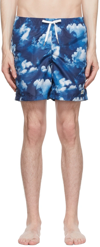 Shop Bather Blue Polyester Swim Shorts In Blue/white