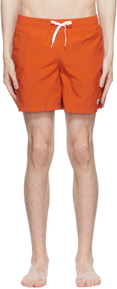 Shop Bather Orange Polyester Swim Shorts
