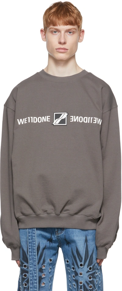 Shop We11 Done Grey Patched Mirror Logo Sweatshirt In Charcoal