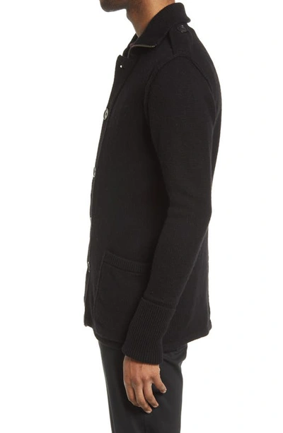 Shop Karl Lagerfeld Zip & Button Cardigan In Black