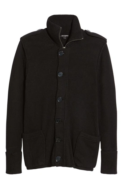 Shop Karl Lagerfeld Zip & Button Cardigan In Black