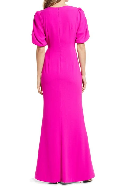Shop Black Halo Remus Center Ruching Mermaid Gown In Vibrant Pink