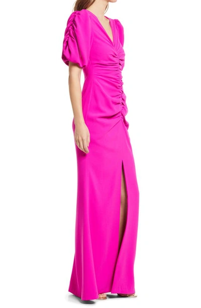 Shop Black Halo Remus Center Ruching Mermaid Gown In Vibrant Pink