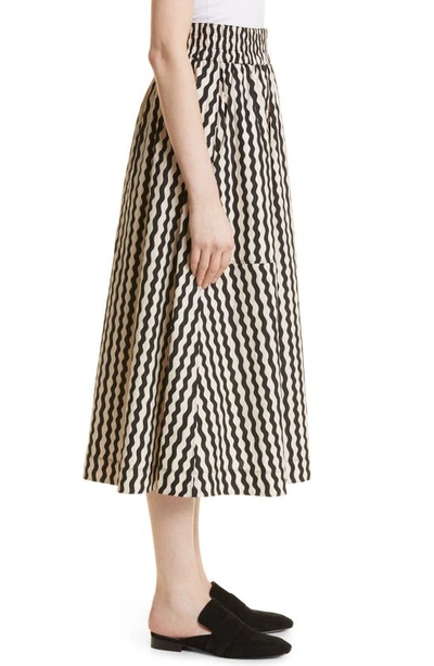 By Malene Birger Tarrana Striped Organic Cotton-poplin Midi Skirt In White  | ModeSens