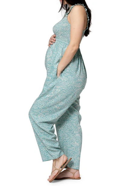 Shop Nom Maternity Marais Maternity Jumpsuit In Flower Print