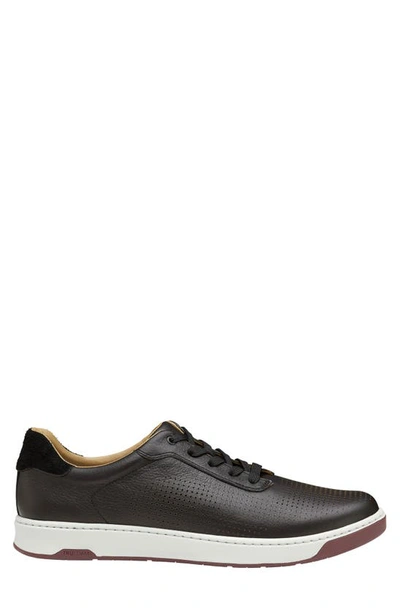 Shop Johnston & Murphy Daxton U-throat Leather Sneaker In Black Full Grain