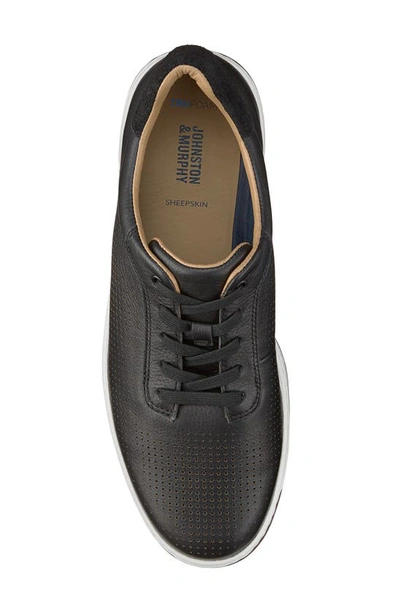 Shop Johnston & Murphy Daxton U-throat Leather Sneaker In Black Full Grain