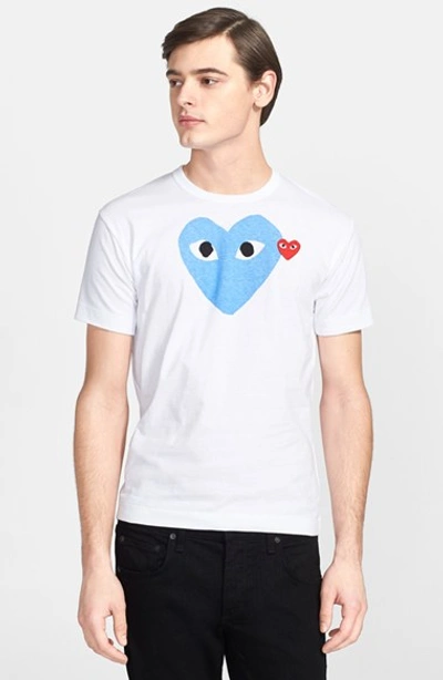 Comme Des Garçons Play Heart Print T-shirt In Blue