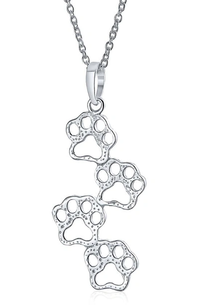 Bling Jewelry Sterling Silver Paw Pendant Necklace In Silver