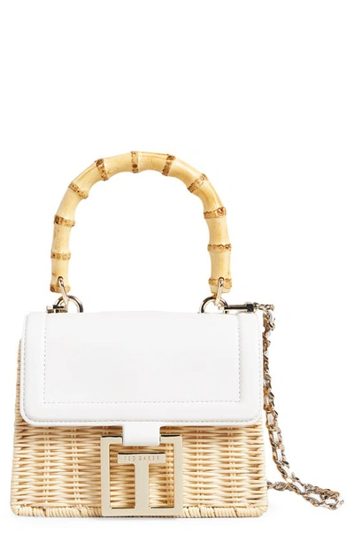 Ted Baker Jaylisa Basket Weave And Leather Crossbody Bag In White | ModeSens