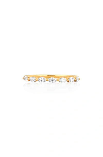Shop Ef Collection Half Marquise Diamond Band In 14k Yellow Gold