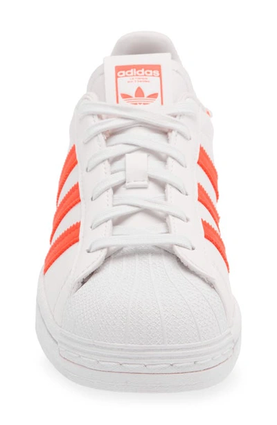 Shop Adidas Originals Superstar Sneaker In Crystal White/ Solar Red/ Grey