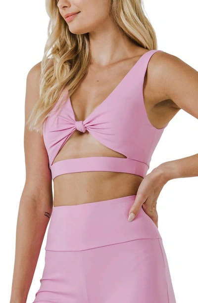 Shop Grey Lab Knotted Cutout Crop Tank In Pink