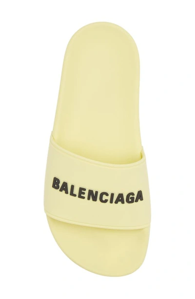 Shop Balenciaga Logo Sport Slide In Yellow