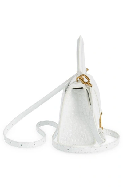 Shop Balenciaga Extra Small Hourglass Leather Top Handle Bag In Optic White