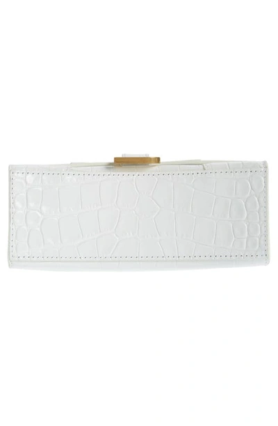 Shop Balenciaga Extra Small Hourglass Leather Top Handle Bag In Optic White