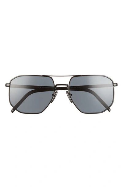 Shop Prada 57mm Polarized Square Sunglasses In Black