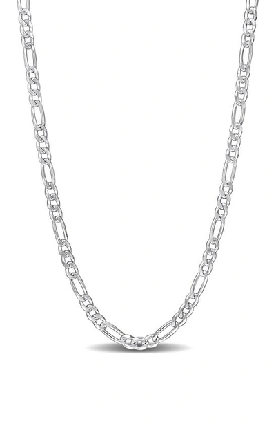 Shop Delmar Sterling Silver Figaro Chain Link Necklace In White